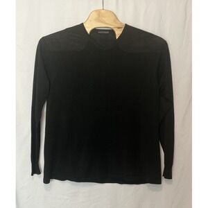Kevoman Mens Size Large/XLarge Black Silk Like Knit Sweater Vintage Style V-Neck